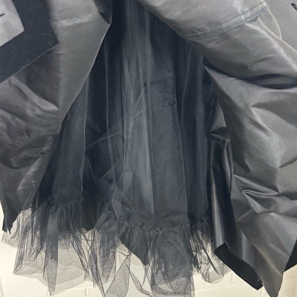 Rare Vintage Betsey Johnson Strapless Gray w/Black Velvet Trim Witchy Goth Dress - Picture 14 of 15